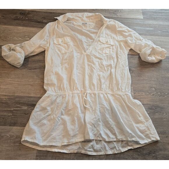 Converse One Star Elastic‎ Waist roll up sleeves tunic White womens Size XL - Picture 1 of 7